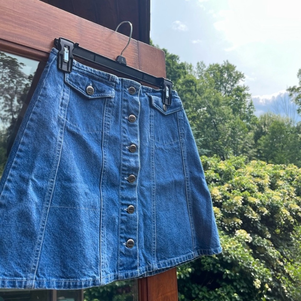 Vintage Denim A-Line Mini Skirt Casual Blue